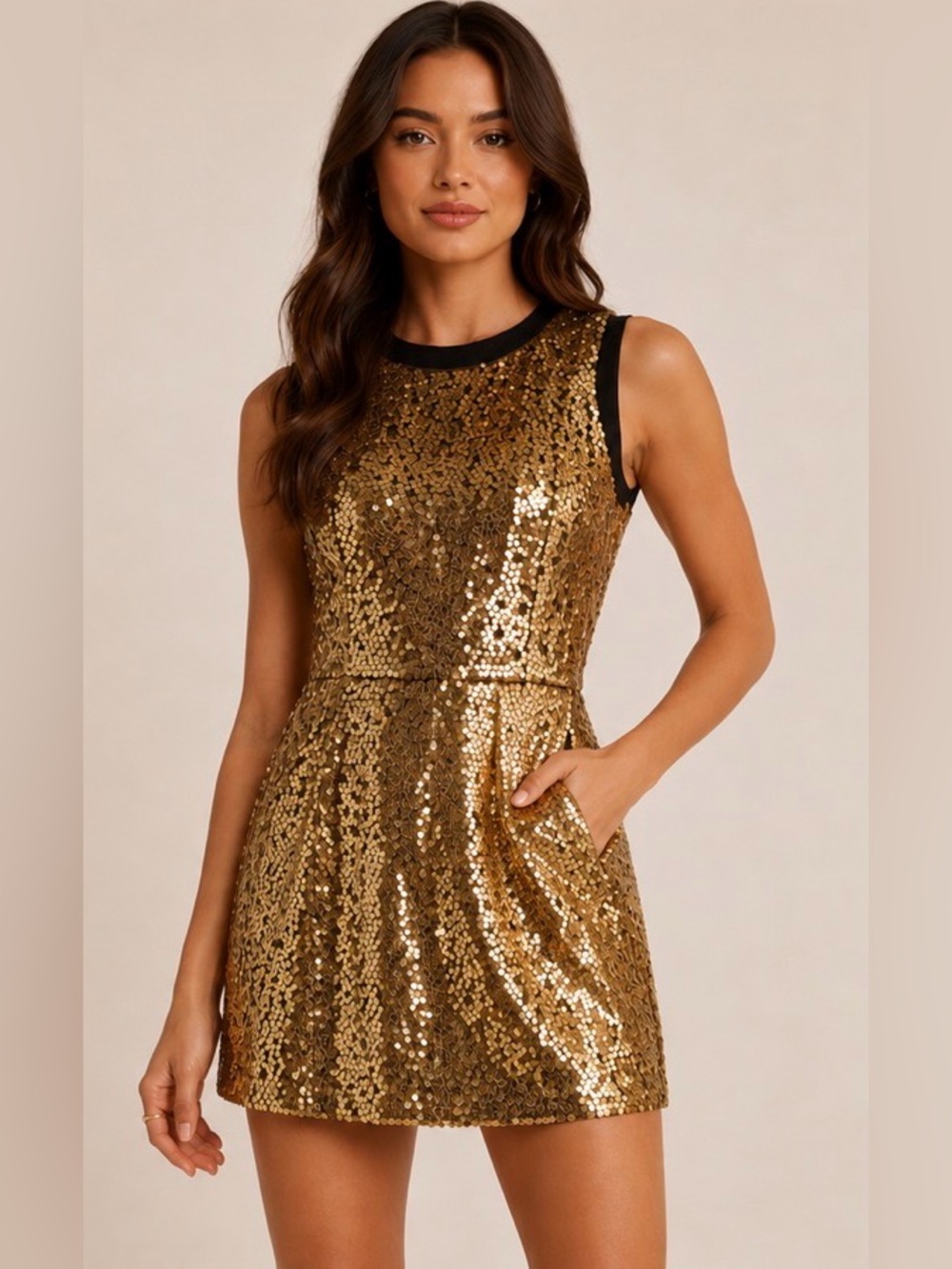 EUC Nanette Lepore Gold Sequin Mini Dress Women's Size 0 Cocktail Holiday Party